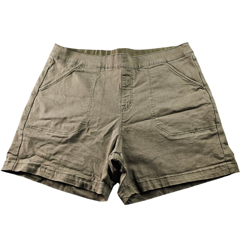 Nautica Jean Shorts Mens XL Olive Denim Stretch 5"‎ Inseam High Waisted Pull-On